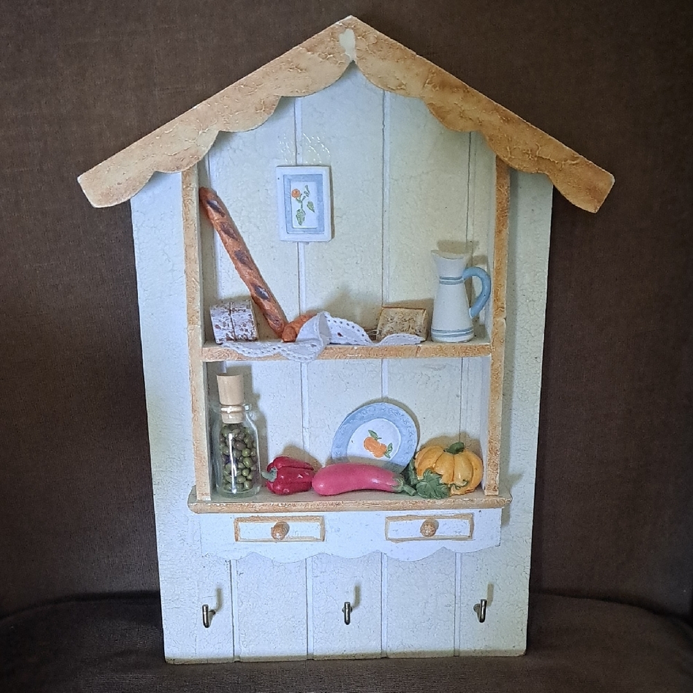 Rustic Wall Shelf with Decorative Accents